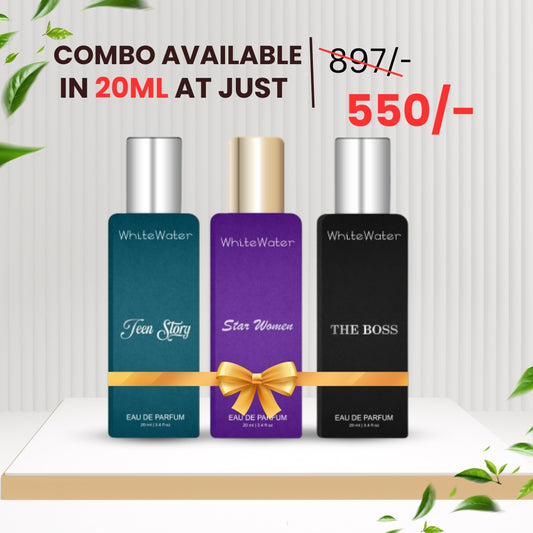 White Water’s Combo Perfume For Men And Women | The Boss, Star Woman And Teen Story| Longlasting| Eau De Perfume – 20ml