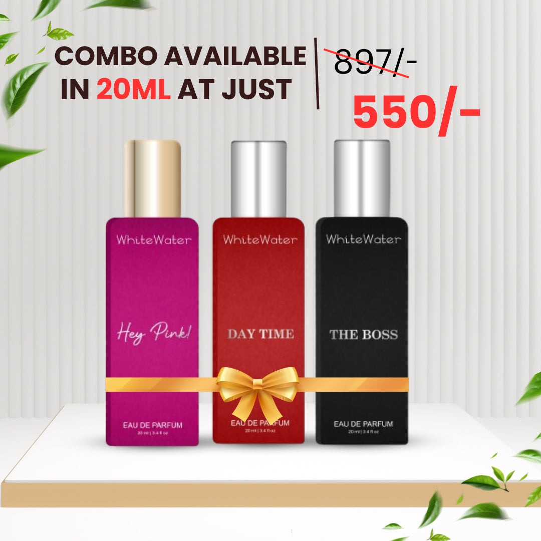 White Water’s Combo Perfume For Men And Women | The Boss, Day Time and Hey Pink | Longlasting| Eau De Perfume – 20ml